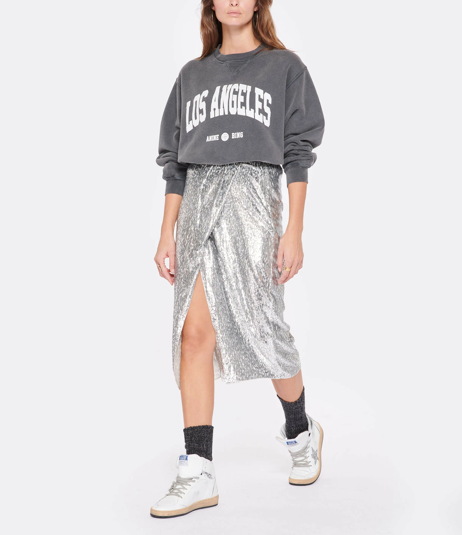 FORTE_FORTE Jupe Encanto Lurex Argenté Estrella 3 FORTE_FORTE Jupe Encanto Lurex Argenté Estrella – Image 3