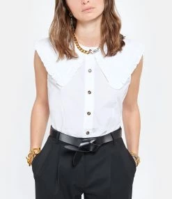 Ganni Top Coton Popeline Blanc 7 Ganni Top Coton Popeline Blanc -Majestic Filatures shop ganni look20210331 8