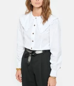 Ganni Chemise Coton Popeline Blanc -Majestic Filatures shop ganni look20210525 305