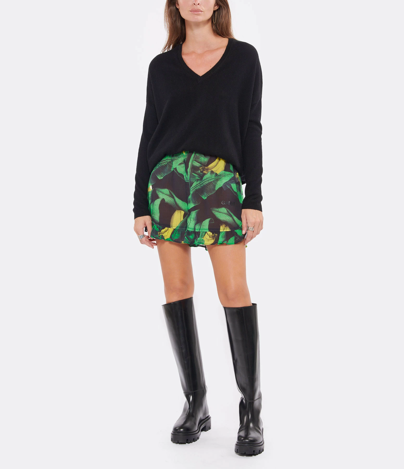 Ganni Short Coton Imprimé Vert 2 Ganni Short Coton Imprimé Vert – Image 2