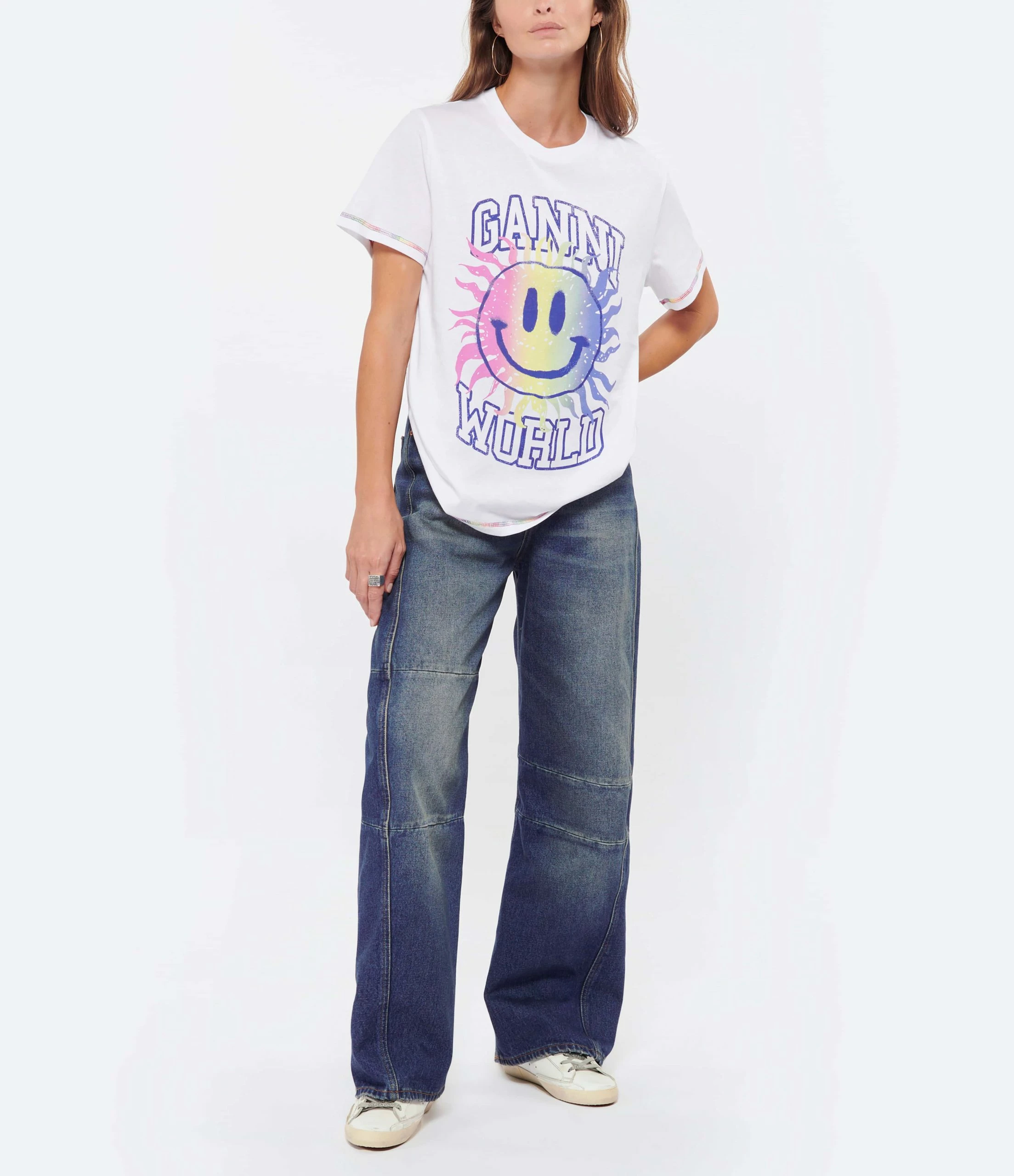 Ganni Tee-shirt Smiley Coton Organique Bright White 4 Ganni Tee-shirt Smiley Coton Organique Bright White – Image 4