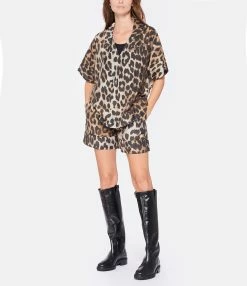 Ganni Blouse Sheer Voile Léopard 6 Ganni Blouse Sheer Voile Léopard -Majestic Filatures shop ganni look20221007 236