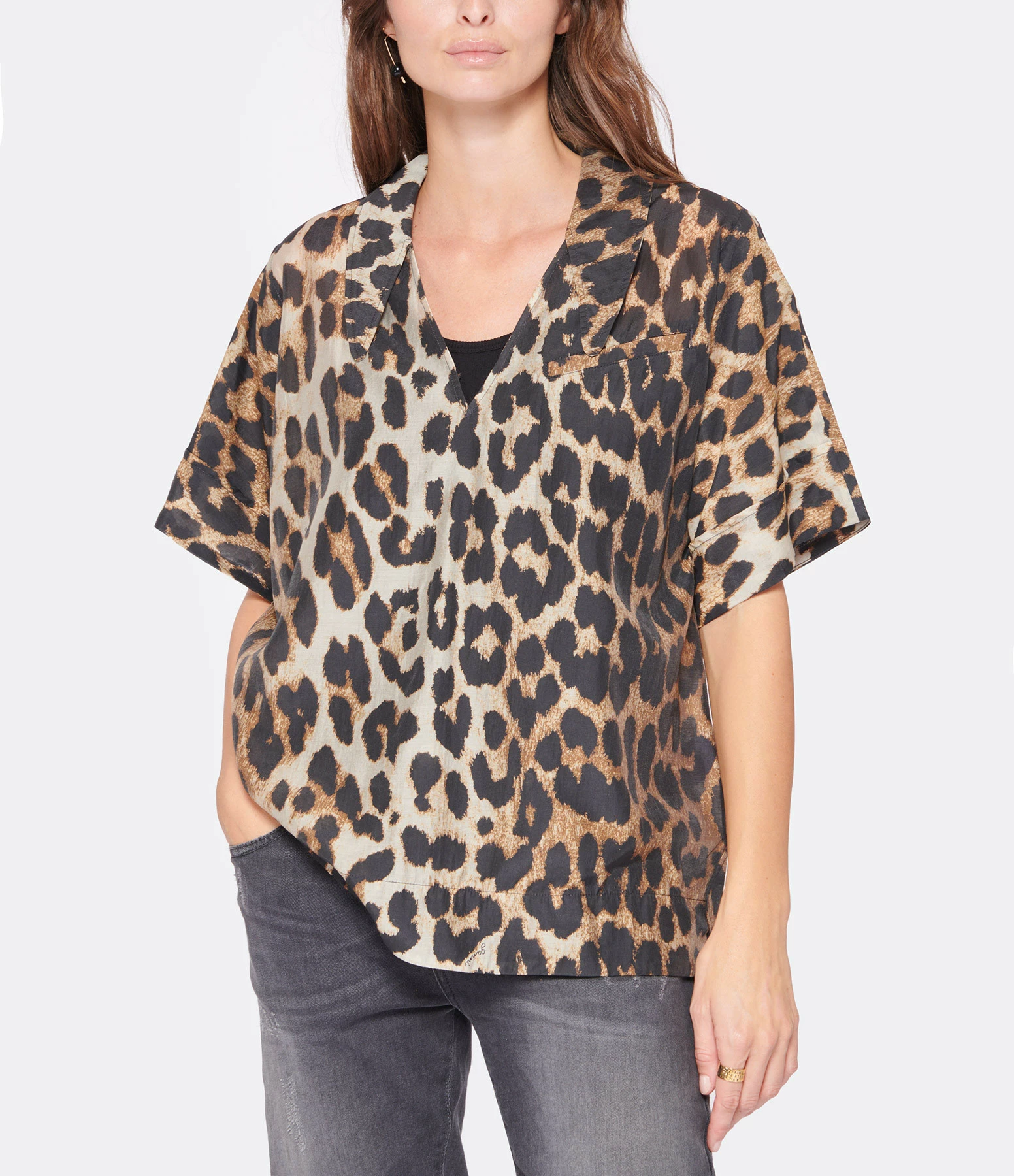 Ganni Blouse Sheer Voile Léopard 2 Ganni Blouse Sheer Voile Léopard – Image 2