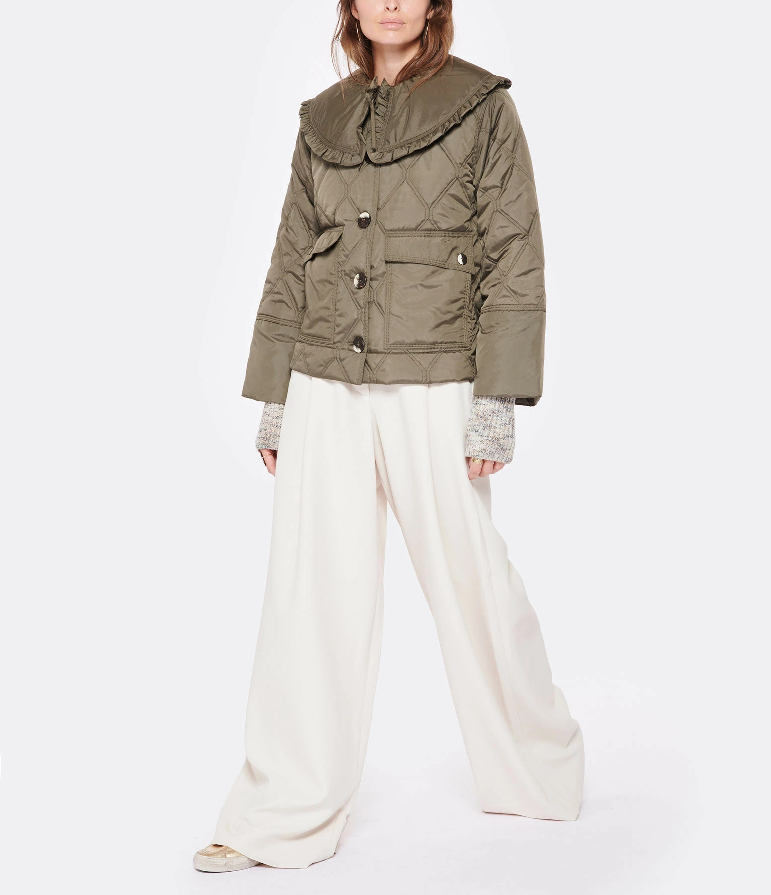 Ganni Veste Ripstop Quilt Vert Kalamata 4 Ganni Veste Ripstop Quilt Vert Kalamata – Image 4