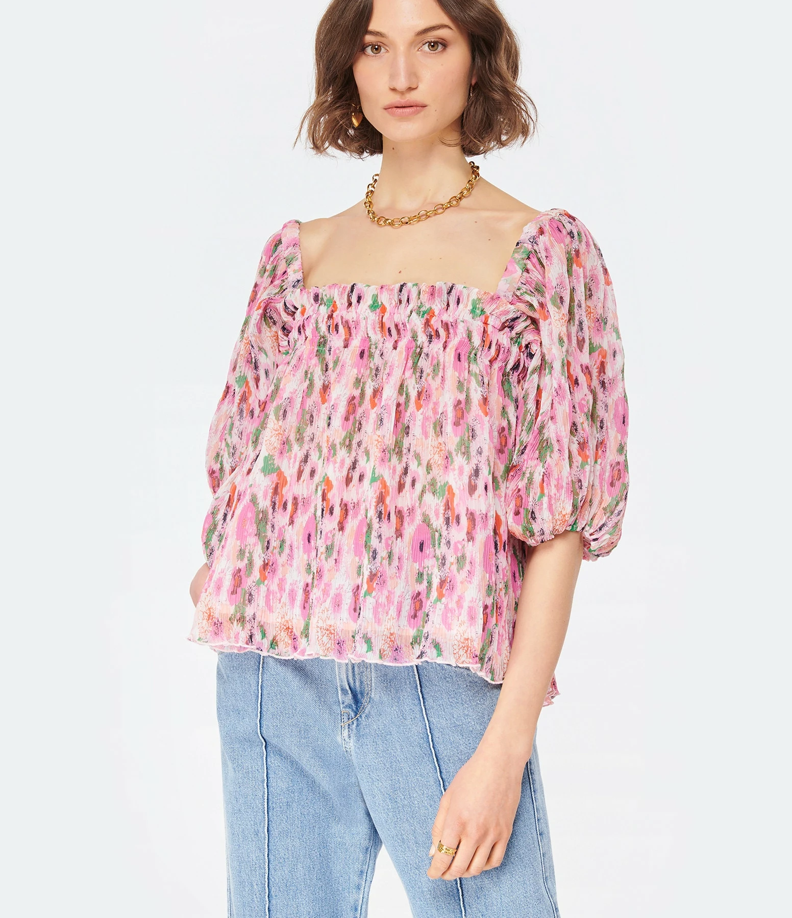 Ganni Top Manches Bouffantes Georgette Sugar Plum 2 Ganni Top Manches Bouffantes Georgette Sugar Plum – Image 2