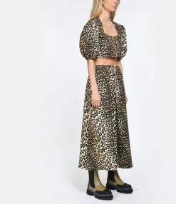 Ganni Jupe Longue Coton Organique Léopard -Majestic Filatures shop ganni look20230214 148 1