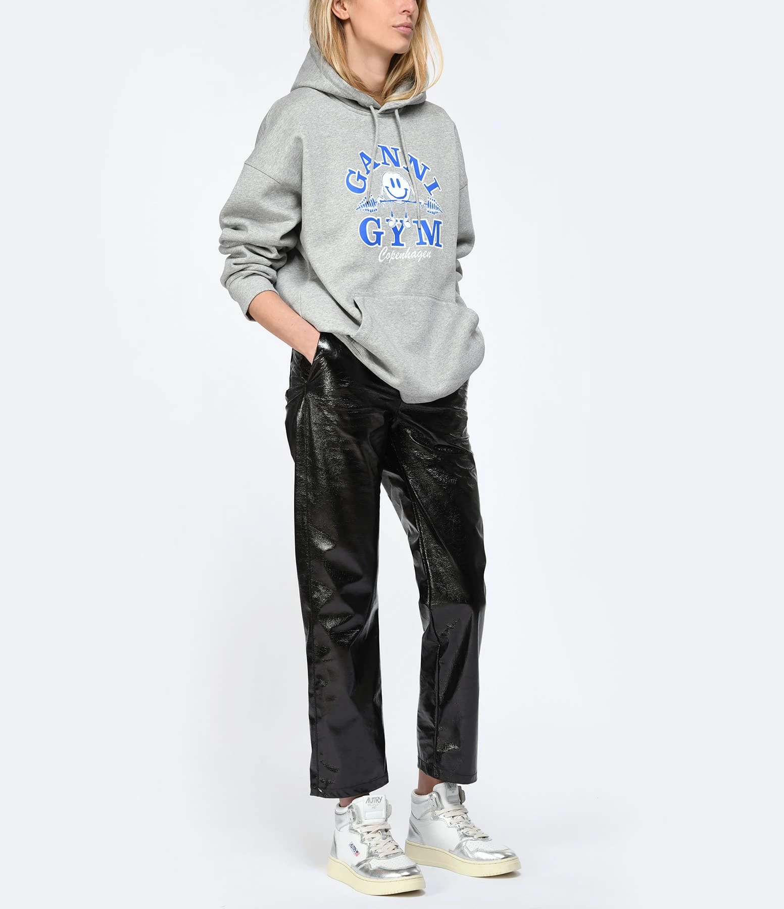 Ganni Sweatshirt Hoodie Oversize Coton Organique Gris 5 Ganni Sweatshirt Hoodie Oversize Coton Organique Gris – Image 5