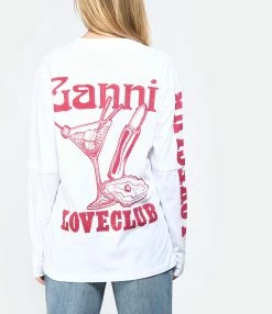 Ganni Tee-shirt Coton Organique Blanc -Majestic Filatures shop ganni look20230214 222