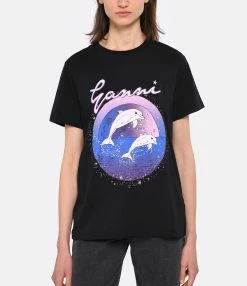 Tee-shirt Ganni Coton Organique Noir -Majestic Filatures shop ganni look20230223 19