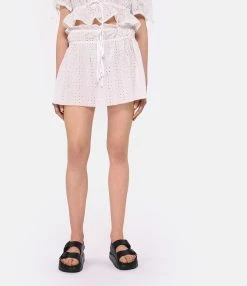 Ganni Jupe Broderie Anglaise Coton Organique Blanc -Majestic Filatures shop ganni look20230223 92