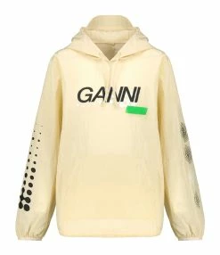 Ganni Coupe-Vent Hoodie Recyclé Beige
