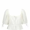 Ganni Top Court Broderie Anglaise Coton Organique Blanc