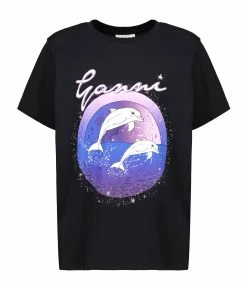 Tee-shirt Ganni Coton Organique Noir