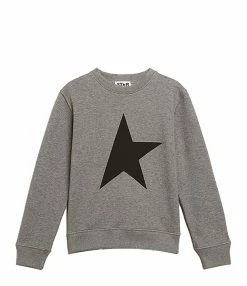 Golden Goose Sweatshirt Enfant Star Coton Gris Noir