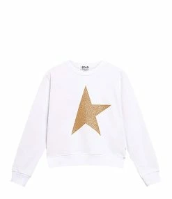 Golden Goose Sweatshirt Enfant Star Coton Blanc Doré