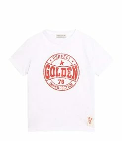 Golden Goose Tee-shirt Golden Enfant Coton Blanc