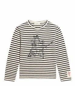 Golden Goose Tee-shirt Golden Enfant Coton Rayures Écru