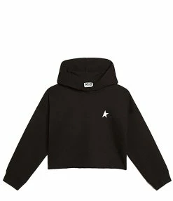 Golden Goose Sweatshirt Hoodie Court Star Enfant Coton Noir