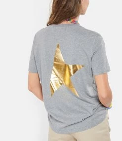 Golden Goose Tee-shirt Big Star Coton Gris Doré -Majestic Filatures shop golde look20210617 110
