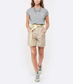 Golden Goose Tee-shirt Big Star Coton Gris Doré -Majestic Filatures shop golde look20210617 121