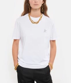 Golden Goose Tee-shirt Étoile Coton Blanc Argenté -Majestic Filatures shop golde look20210623 252 1
