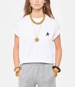 Golden Goose Tee-shirt Étoile Coton Blanc Noir -Majestic Filatures shop golde look20210715 121
