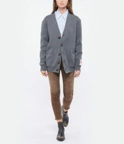 Golden Goose Cardigan Golden Coton Gris Mélangé 8 Golden Goose Cardigan Golden Coton Gris Mélangé -Majestic Filatures shop golde look20211102 167
