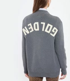 Golden Goose Cardigan Golden Coton Gris Mélangé 7 Golden Goose Cardigan Golden Coton Gris Mélangé -Majestic Filatures shop golde look20211102 170