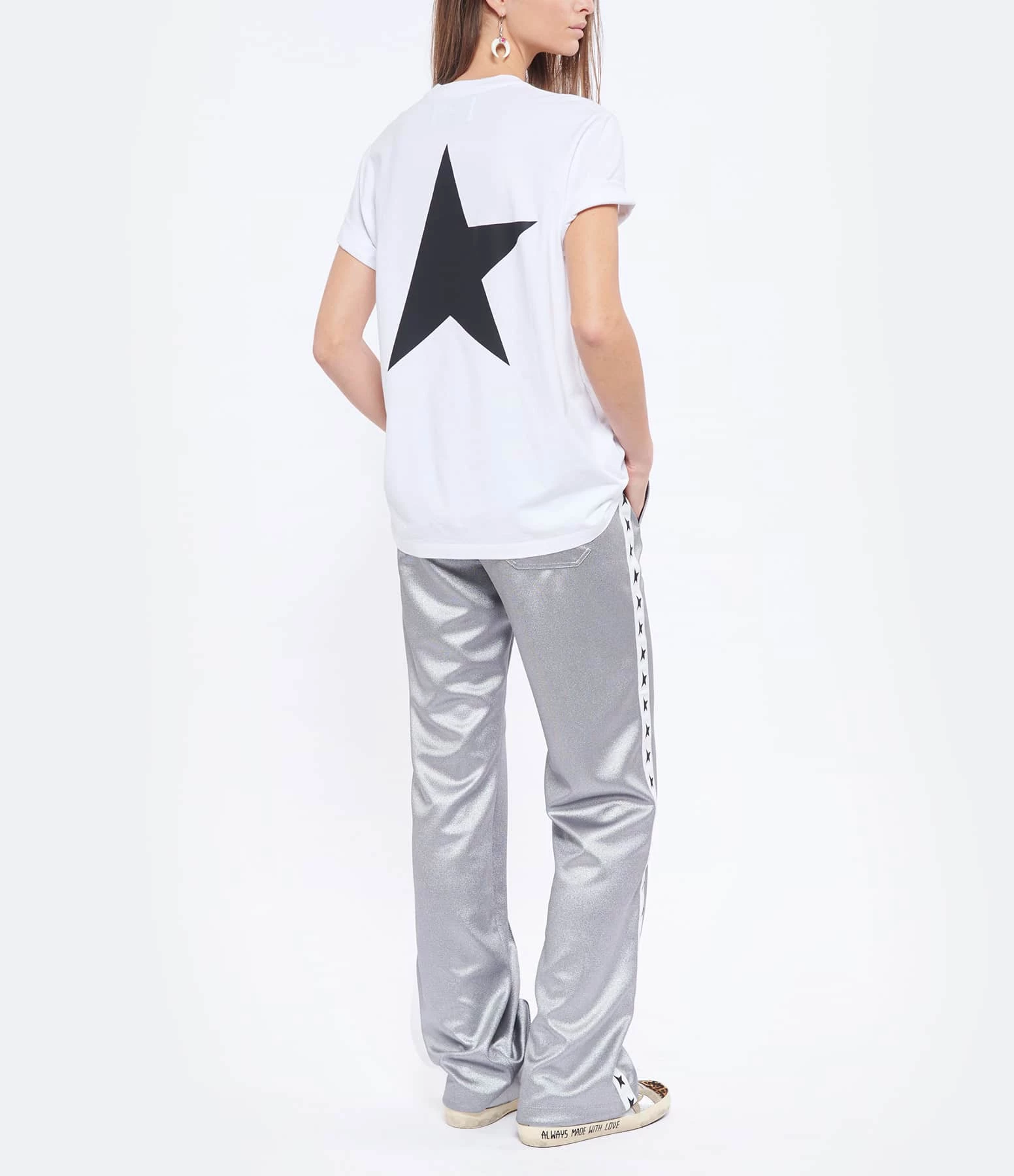 Golden Goose Tee-shirt Big Star Coton Blanc Noir 6 Golden Goose Tee-shirt Big Star Coton Blanc Noir – Image 6