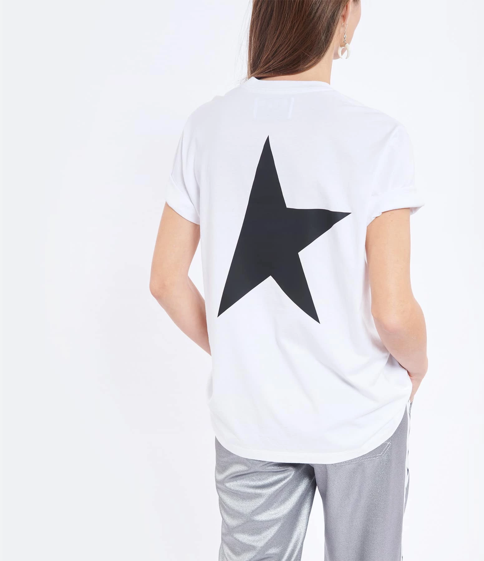 Golden Goose Tee-shirt Big Star Coton Blanc Noir 4 Golden Goose Tee-shirt Big Star Coton Blanc Noir – Image 4