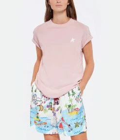 Golden Goose Tee-shirt Étoile Coton Rose Blanc -Majestic Filatures shop golde look20220706 117