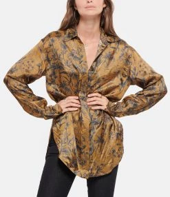 Golden Goose Chemise Journey Marron Bleu -Majestic Filatures shop golde look20220817 139