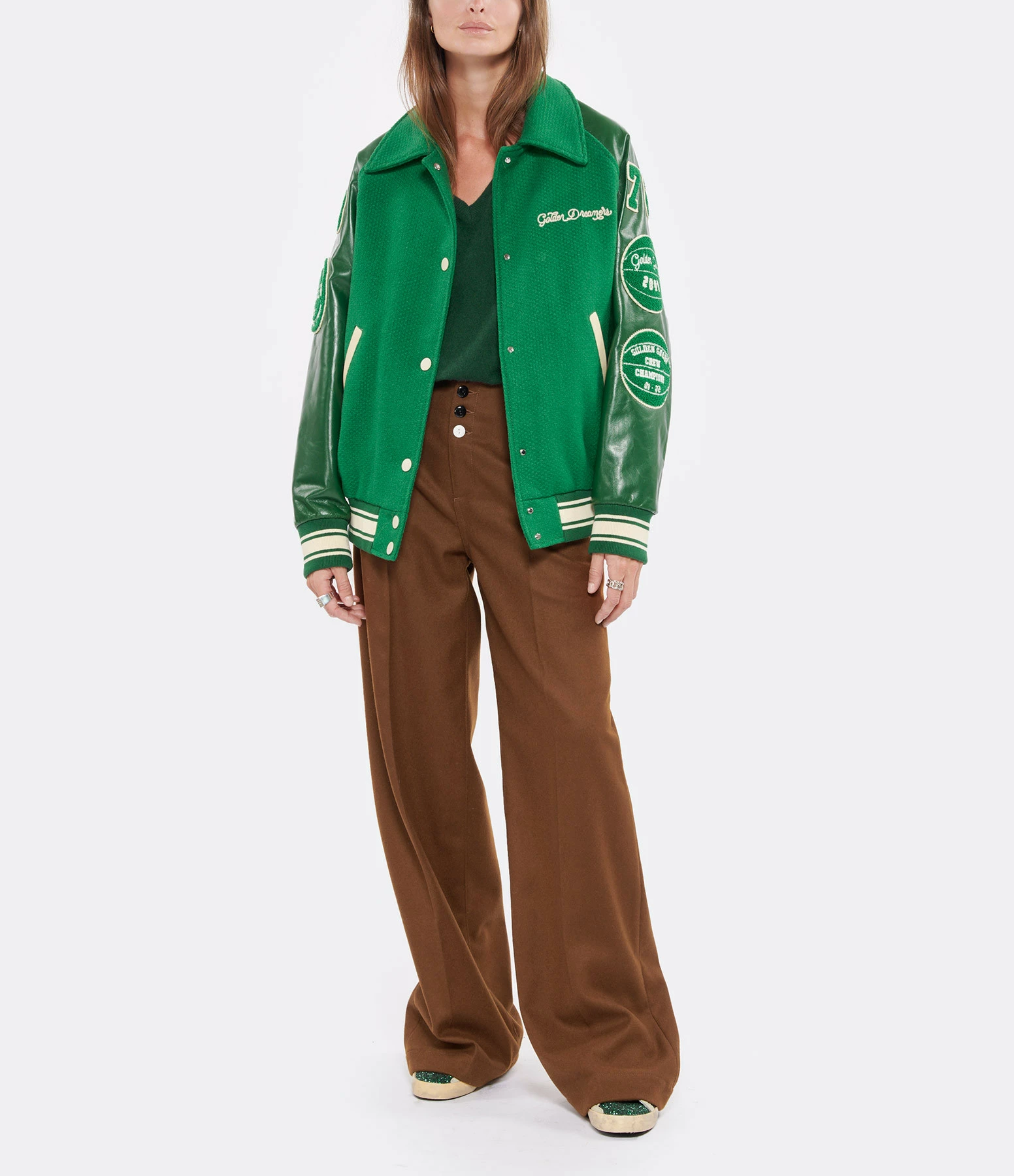 Golden Goose Veste Bomber Journey Eric Laine Vert Blanc 4 Golden Goose Veste Bomber Journey Eric Laine Vert Blanc – Image 4