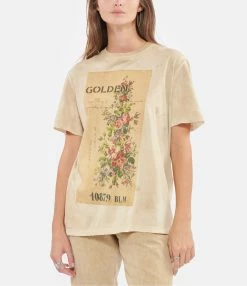 Golden Goose Tee-shirt Journey Coton Beige -Majestic Filatures shop golde look20220906 507
