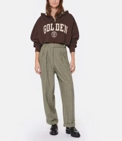 Golden Goose Sweatshirt Hoodie Journey Crop Coton Marron Café 10 Golden Goose Sweatshirt Hoodie Journey Crop Coton Marron Café -Majestic Filatures shop golde look20221011 217