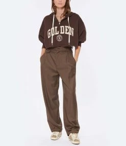Golden Goose Sweatshirt Hoodie Journey Crop Coton Marron Café 11 Golden Goose Sweatshirt Hoodie Journey Crop Coton Marron Café -Majestic Filatures shop golde look20221011 339