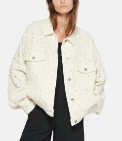 Golden Goose Veste Journey Cristaux Coton Denim Écru -Majestic Filatures shop golde look20221018 512