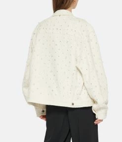 Golden Goose Veste Journey Cristaux Coton Denim Écru -Majestic Filatures shop golde look20221018 513