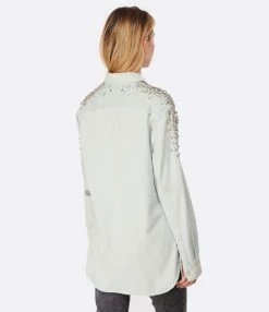 Golden Goose Chemise Boyfriend Golden Cristaux Coton Bleu 9 Golden Goose Chemise Boyfriend Golden Cristaux Coton Bleu -Majestic Filatures shop golde look20221124 567