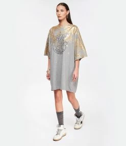 Golden Goose Tee-shirt Journey Coton Gris Doré -Majestic Filatures shop golde look20221125 112
