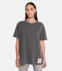 Golden Goose Tee-shirt Golden Coton Anthracite -Majestic Filatures shop golde look20221125 362