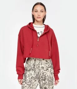 Golden Goose Crop Sweatshirt Hoodie Court Journey Coton Rouge -Majestic Filatures shop golde look20221125 89