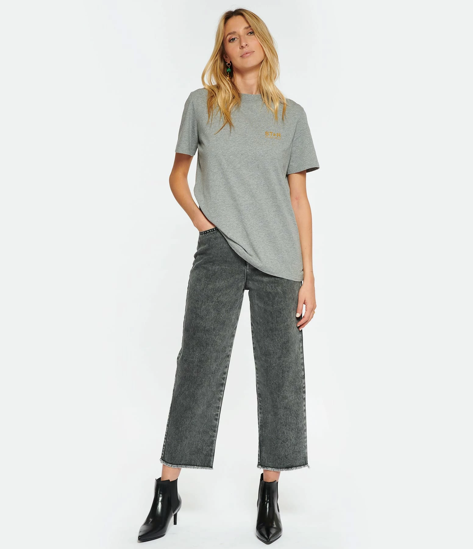 Golden Goose Tee-shirt Big Star Coton Gris 4 Golden Goose Tee-shirt Big Star Coton Gris – Image 4