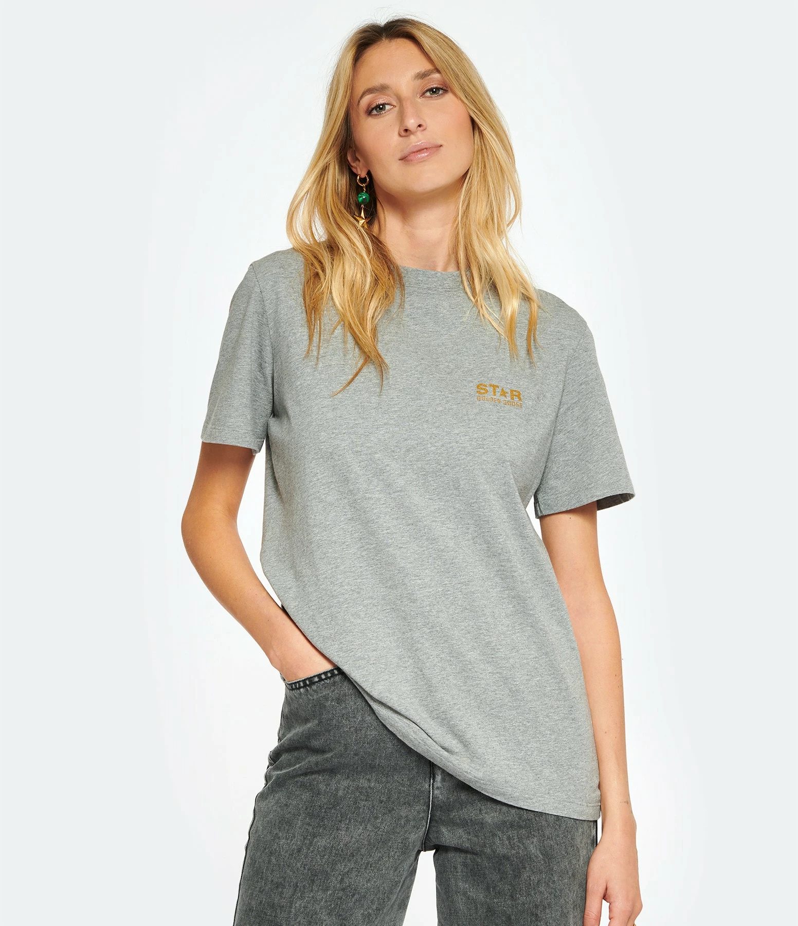 Golden Goose Tee-shirt Big Star Coton Gris 3 Golden Goose Tee-shirt Big Star Coton Gris – Image 3