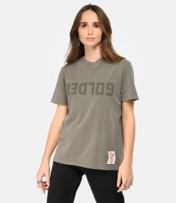 Golden Goose Tee-shirt Golden Coton Vert Olive 7 Golden Goose Tee-shirt Golden Coton Vert Olive -Majestic Filatures shop golde look20221206 383