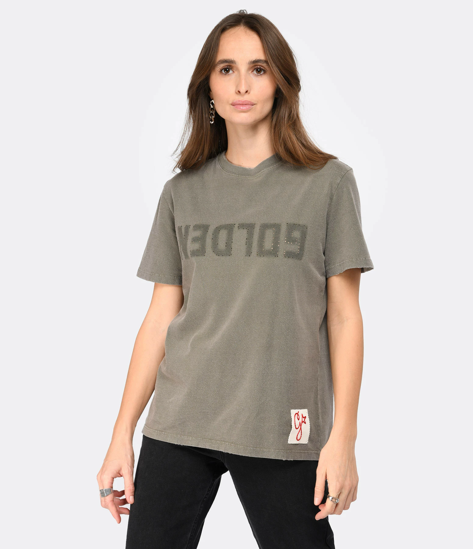 Golden Goose Tee-shirt Golden Coton Vert Olive 3 Golden Goose Tee-shirt Golden Coton Vert Olive – Image 3