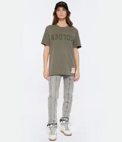 Golden Goose Tee-shirt Golden Homme Coton Olive 11 Golden Goose Tee-shirt Golden Homme Coton Olive -Majestic Filatures shop golde look20230104 15