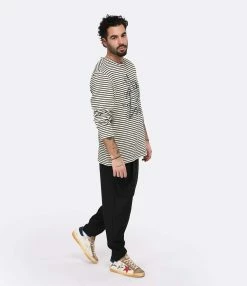 Golden Goose Tee-shirt Golden Homme Marinière Coton Bleu -Majestic Filatures shop golde look20230116 281