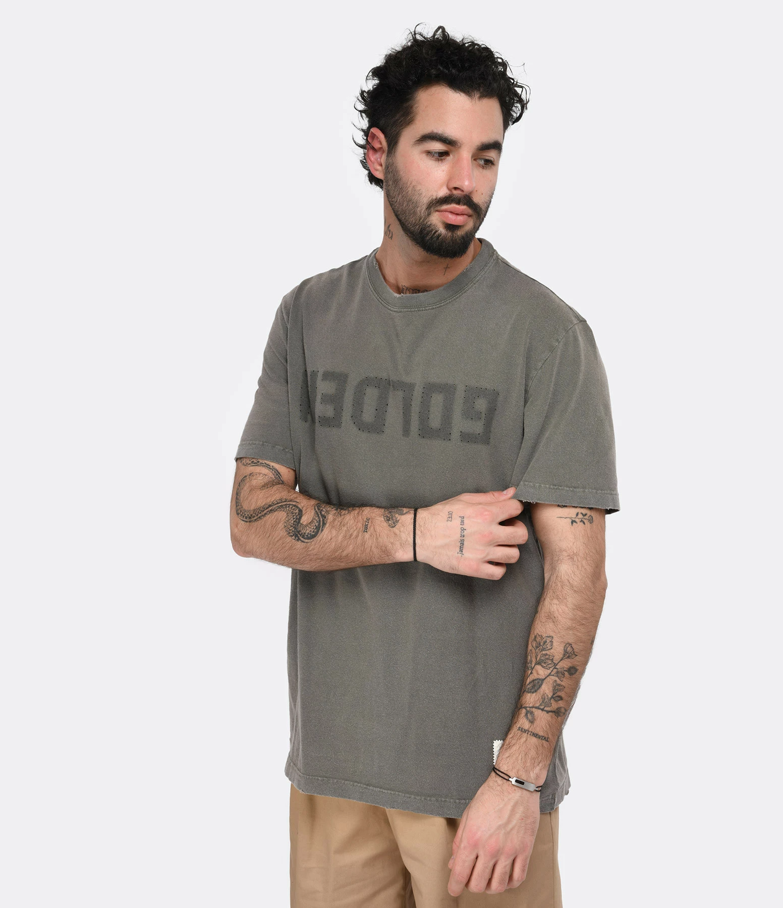Golden Goose Tee-shirt Golden Homme Coton Olive 3 Golden Goose Tee-shirt Golden Homme Coton Olive – Image 3