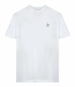 Golden Goose Tee-shirt Étoile Coton Blanc Argenté